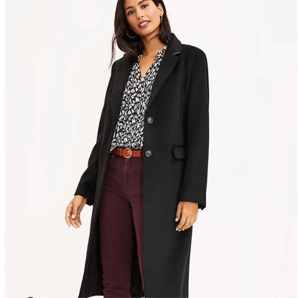Loft Black Long Wool Coat